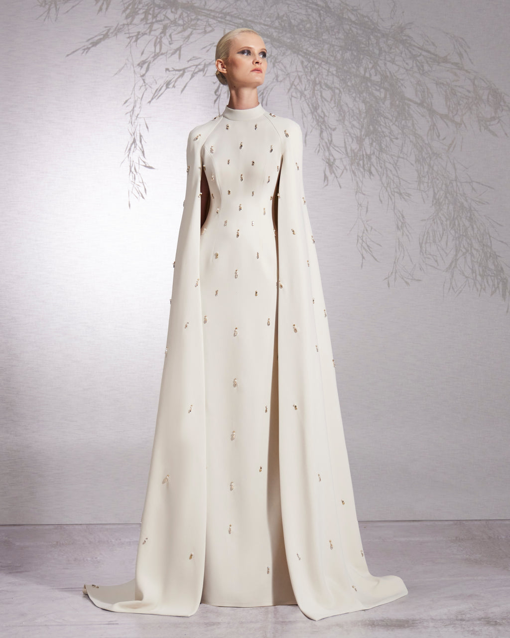 Beaded capelet gown hotsell