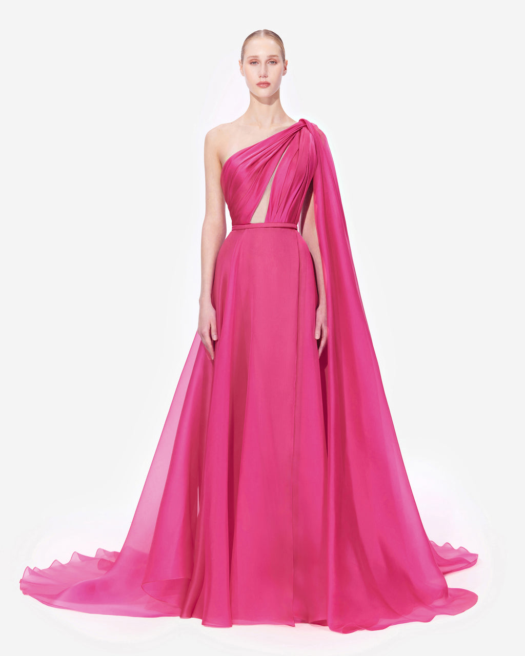 Draped One Shoulder Batwing Sleeve Dress – SANDY NOUR