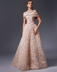Asymmetrical Off-the-Shoulder Gown - Sandy Nour