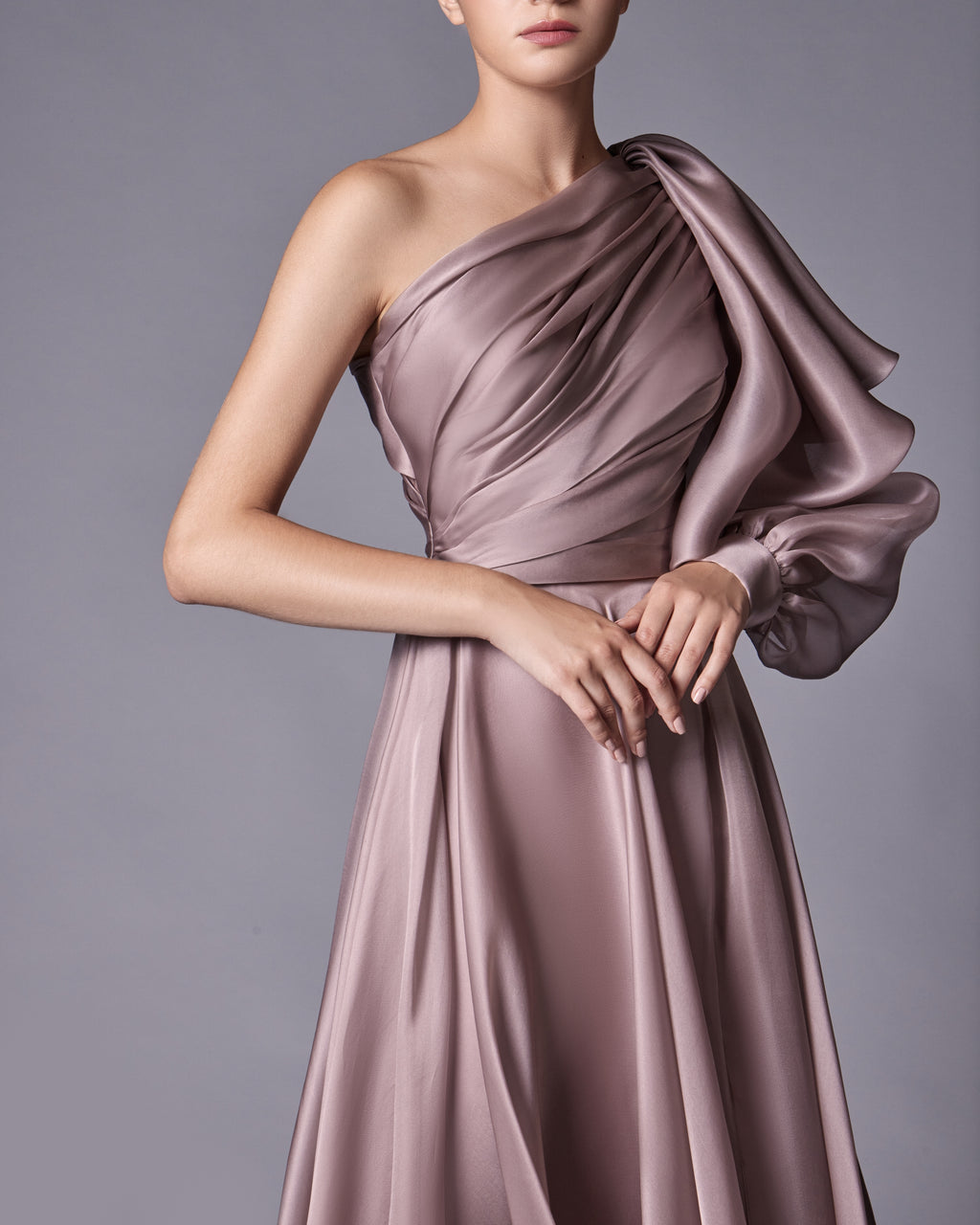 Organza One Shoulder Dress - Grey – Your Favourite Dresses