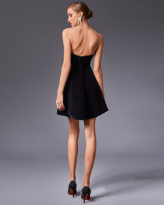 Pointed Corset Mini Velvet Dress - Sandy Nour