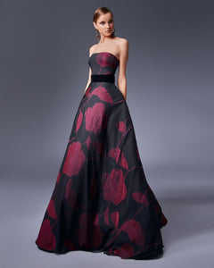 Strapless 2D Coquelicot Gown - Sandy Nour
