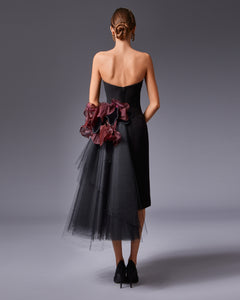 Strapless Coquelicot Flower Midi Dress - Sandy Nour