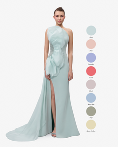 Ruffled Organza Anemone Moon Dress 44FR - 16UK - 12US / Butter Yellow 25 Ruffled Organza Anemone Moon Dress 44FR - 16UK - 12US / Butter Yellow 25