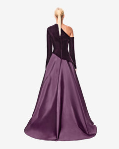 Two Tone One Shoulder Wave Dress 38FR - 10UK - 6US / Burgundy 25 Two Tone One Shoulder Wave Dress 38FR - 10UK - 6US / Burgundy 25