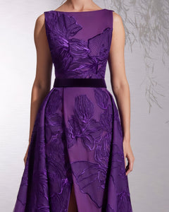 Halter Fully Embroidered Flower Overskirt Dress