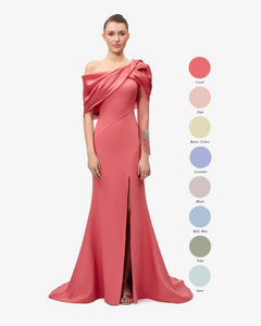 Asymmetric Off The Shoulder Sheath Dress 46FR - 18uk - 14Us / Sage 25 Asymmetric Off The Shoulder Sheath Dress 46FR - 18uk - 14Us / Sage 25