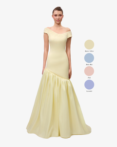Off The Shoulder Mermaid Mikado Dress 42FR - 14UK - 10US / Butter Yellow 25 Off The Shoulder Mermaid Mikado Dress 42FR - 14UK - 10US / Butter Yellow 25