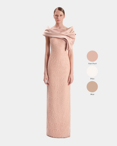 Asymetric Draped Boat Neckline Dress 38FR - 10UK - 6US / White 25 Asymetric Draped Boat Neckline Dress 38FR - 10UK - 6US / White 25