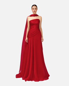 asymmetric organza dress Draped – SANDY NOUR Color:Nile Green Fitted waist DressStyle:Cocktail Xscape Evenings One-Shoulder Ruffle