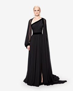 One Shoulder Draped Flowy Dress 40FR - 12UK - 8US / Navy 25 One Shoulder Draped Flowy Dress 40FR - 12UK - 8US / Navy 25
