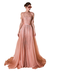 Fully Beaded Scoop Square Cut Dress - Sandy Nour