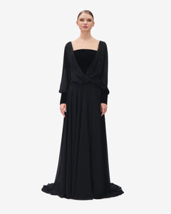Draped Long Bishop Sleeves Dress 46FR - 18UK - 14US / Dusty Pink 26 Draped Long Bishop Sleeves Dress 46FR - 18UK - 14US / Dusty Pink 26