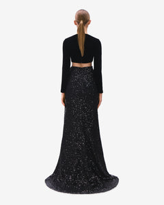 Beaded Gathered Dress with Open Side Waist 44FR - 16UK - 12US / Black Beaded Gathered Dress with Open Side Waist 44FR - 16UK - 12US / Black