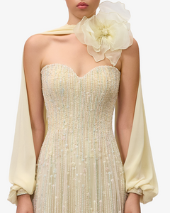 Heart Shaped Fully Hand Beaded Dress & Shawl SANDY NOUR Heart Shaped Fully Hand Beaded Dress & Shawl SANDY NOUR