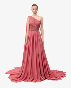 batwing one shoulder dress Beaded Embroidered One Shoulder Batwing Sleeve Dress 46FR - 18UK