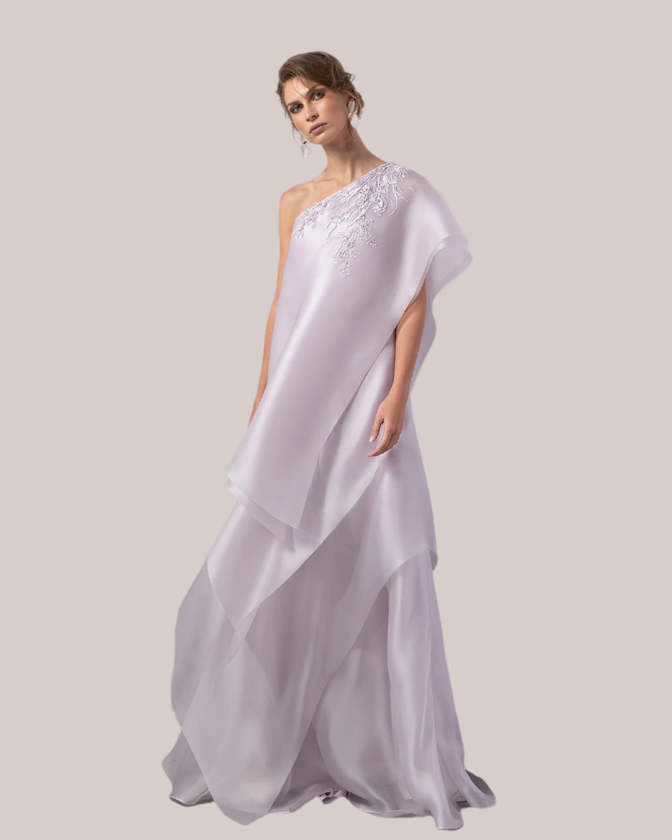 SC1903 One Shoulder Tiered Silk Organza Dress – SANDY NOUR