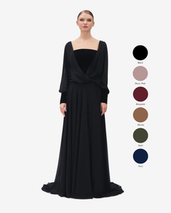 long sleeve bishop dress JOSPHINE Jadeline Lace Silk Maxi Dress Light Brown / S