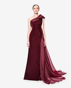 One Shoulder Long Sheath Velvet Dress 38FR - 10uk - 6Us / Olive Green 25 One Shoulder Long Sheath Velvet Dress 38FR - 10uk - 6Us / Olive Green 25