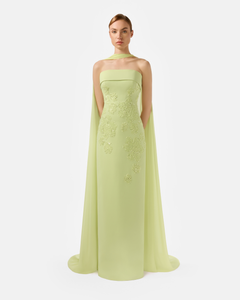 Strapless Tube Dress With Hand Beaded Flowers and Shawl 46FR - 18UK - 14US / Lilac 26