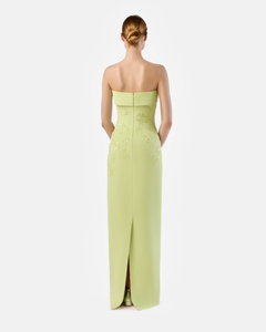 lime green tube dress Strapless With Hand Beaded Flowers and Shawl hips_35.5