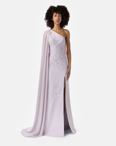 sachin and babi light blue dress Hand Beaded One Shoulder Batwing Sleeve Dress – SANDY NOUR