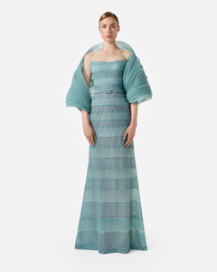 evening dress bolero Peak Strapless Embroidered Gown with Bolero 36FR - 8UK