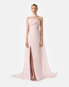 Draped Strapless Sheath Dress with Shawl  SANDY NOUR
