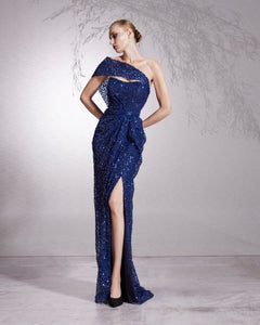 One Shoulder Illusion Sequence Dress