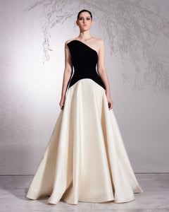 Two Color Strapless Wave Dress 