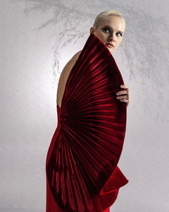 One Shoulder Pleated Swirl Dress