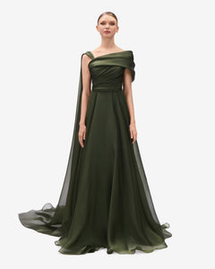 Draped Asymmetric Silk Organza Dress 44FR - 16UK - 12US / Black Draped Asymmetric Silk Organza Dress 44FR - 16UK - 12US / Black