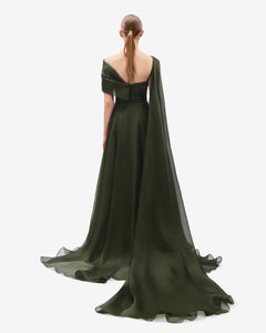 Draped Asymmetric Silk Organza Dress 44FR - 16UK - 12US / Black Draped Asymmetric Silk Organza Dress 44FR - 16UK - 12US / Black