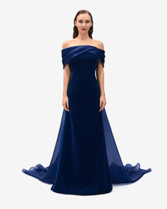 Off The Shoulder Velvet Draped Dress 46FR - 18UK - 14US / Burgundy 25 Off The Shoulder Velvet Draped Dress 46FR - 18UK - 14US / Burgundy 25