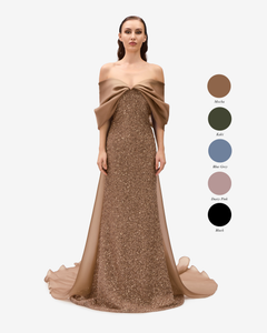 Fully Beaded Off Shoulder Dress SANDY NOUR Fully Beaded Off Shoulder Dress SANDY NOUR