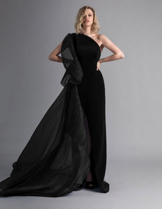One-Shouldered Open Slit Water on the Moon Dress - Sandy Nour