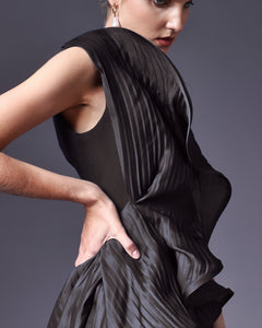 One-Shoulder Organza Ripple Effect Dress - Sandy Nour
