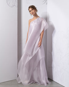 One Shoulder Tiered Silk Organza Dress - Sandy Nour