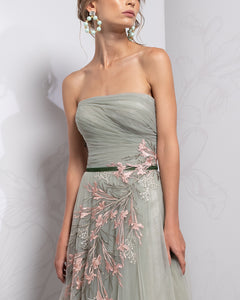 Iris Embroidered Strapless Dress - Sandy Nour