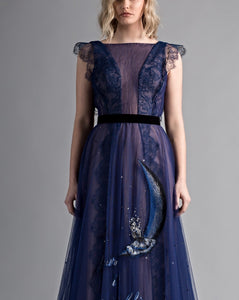 Hand Embroidered Girl On The Moon Dress - Sandy Nour