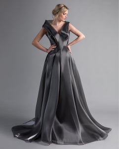 Asymmetric Off-The-Shoulder Metallic Moon Dress - Sandy Nour