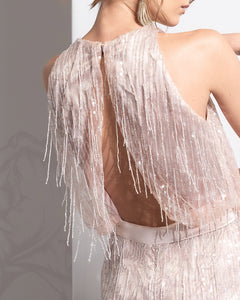 Fully Beaded Fringe Sheath Dress - Sandy Nour