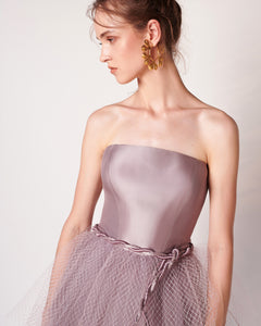 Wisteria - Strapless Fishnet Tiered Dress - Sandy Nour