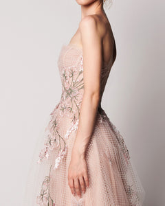 Bloom - Strapless Corset Fishnet Dress - Sandy Nour