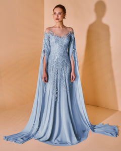 Illusion Off The Shoulder Bell Sleeve Dress - Sandy Nour