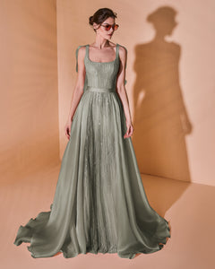 Fully Beaded Scoop Square Cut Dress - Sandy Nour