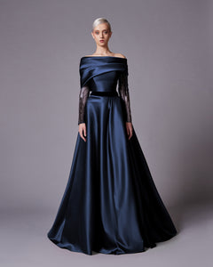 Velvet Dress Navy Boat Neck Dress Beaded Sleeve Boat Neck Dress