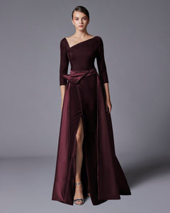 Sharp Asymmetric V- Neck Velvet Dress