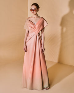 Draped Asymmetric Off The Shoulder Gradient Dress - Sandy Nour