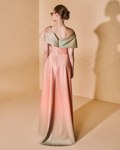 Draped Asymmetric Off The Shoulder Gradient Dress - Sandy Nour
